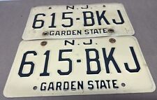 Vtg New Jersey Garden State Pair Of License Plates 615-BKJ EXPIRED picture