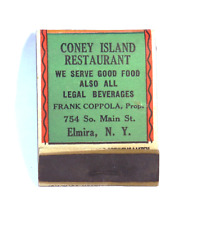 Vintage Coney Island Restaurant Elmira New York Real Italian Style Matchbook picture