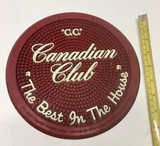 Vintage Canadian Club 9” Rubber Bar Red Counter Mat Advertising Heavy Duty picture