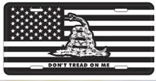 BLACK GADSDEN DON'T TREAD ON ME BLACK AND WHITE TACTICAL Embossed License Plate picture