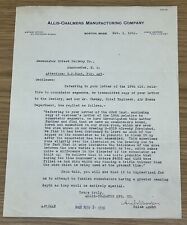 1916 Allis-Chalmers Manufacturing Company Letter Letterhead Boston Massachusetts picture