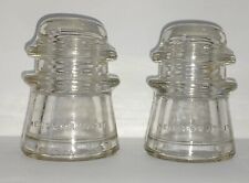 Vintage Hemingray-17 Clear Glass Insulators Made In USA Set of Two 22-50 & 31-50 picture