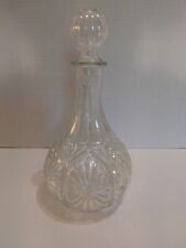 Vintage Glass Anchor Hocking Decanter Clear Cut Medallion Star Approx. 10.5