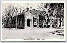 Marion Kansas~Methodist Church Corner~Fire Hydrant~Bare Trees~1930 B&W Postcard picture