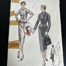 Vintage 1950s Vogue 8525 Skirt Suit Slot Seam Jacket Sewing Pattern 14 XS CUT picture