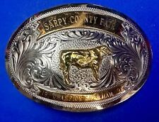 Champion Showman Sarpy County Fair Montana Silversmith German Silver Belt Buckle picture