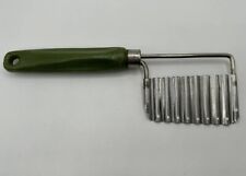 Vintage Mid Century RIPPLED Cutter Cheese French Fry Cutter Green Plastic Handle picture