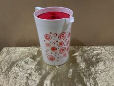 New Tupperware Beautiful Jumbo Pitcher 1 Gallon White with Red Circles Theme picture