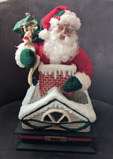 Vtg Holiday Creations SANTA Claus n CHIMNEY Figure Musical Lights Christmas 1993 picture