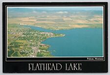 Polson Montana, Flathead Lake Aerial View, Vintage Postcard picture