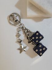 Vintage Leather Dice Keychain, Oversized Dangle, Charmed, Stars, Custom Rare  picture
