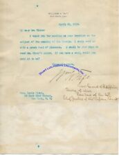 William Taft signed letter 1913 re Treaty just after end of Presidency picture