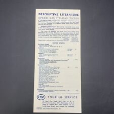 1953 ESSO Touring Service Speed Limits-Gas Taxes Brochure picture