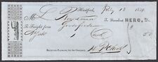 HARTFORD, CT ~ STEAMER HERO ~ Freight from NY ~ Illustrated Receipt July 1849 picture