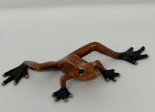Golden Pond Tree Frog Figurine Orange & Black Ceramic Gold Accents 1.25