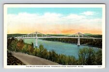Bucksport ME-Maine, Penobscot River, Waldo Hancock Bridge Vintage Postcard picture