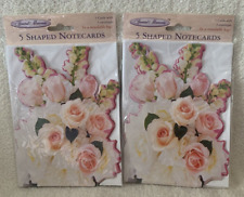 10 Pc Special Moments WHITE & PINK ROSES Shaped Notecards & Envelopes - NEW picture
