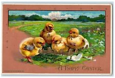 1912 Easter Hatched Egg Baby Chicks Gel Gold Gilt Lents Oregon OR Postcard picture