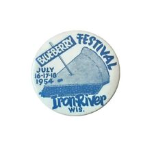  1954 Blueberry Festival Iron River Wisconsin Pinback Wis WI picture