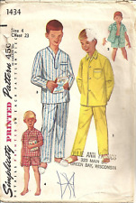 SIMPLICITY PRINTED PATTERN 1434 BOY'S SIZE 4 PAJAMAS IN 2 LENGTHS SEWING PATTERN picture