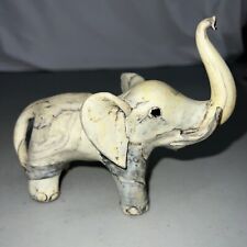Elephant With Trunk Up For Luck. Unique Gray Beige Color Made From Crushed Shell picture