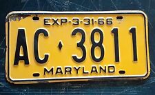 Vintage 1966    Maryland License Plate  picture