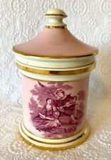 Staffordshire England Pink Gold Trim  Vintage Grays Pottery Porcelain Jar & Lid picture