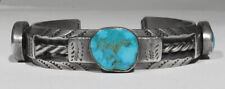 Big Old Pawn 1920s 30s Navajo Natural Turquoise 925 Silver Cuff Bracelet 6 1/4