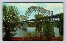 Louisville KY-Kentucky, Sherman Minton Bridge, Ohio River Vintage Postcard picture