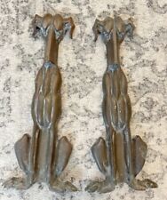 Antique Whippet Dogs Brass Bronze Andiron Ends ONLY Figural Art Deco Greyhound picture