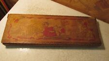 Antique Pyrography Wood Box Christmas Scene picture