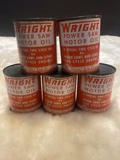Vintage Lot Of 5 Wright Power Saw Motor Oil Cans Two Cycle Full picture