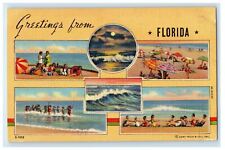 c1940s Showing Beach at Day and Moonlight, Greetings From Florida FL Postcard picture