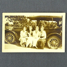 Photograph Original B&W Photo Early 1900s Women Seated On Car Running Board picture