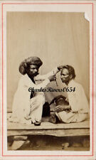 INDIA CDV INDIAN NATIVE BARBER CUT THROAT RAZOR VICTORIAN ANTIQUE PHOTO #B006 picture