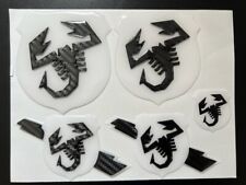Rare Abarth Emblem Sticker Front Rear Side 3D Scorpion Carbon Set Of 5 White picture