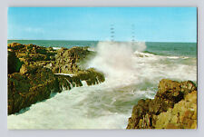 Postcard Maine Ogunquit ME Marginal Way Ocean Surf Beach Rock 1975 Posted Chrome picture