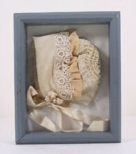 True Antique Lace Baby Bonnet Framed Mounted 10x8 Display French Flea Shabby picture