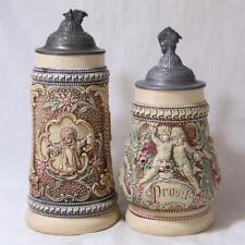 Two Antique German Beer Steins by A.Diesinger Cupids and Munich Child c.1900s picture