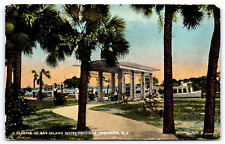 Original Old Vintage Antique Postcard Bay Island Hotel Grounds Sarasota, FL 1924 picture