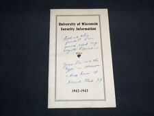 1942-1943 UNIVERSITY OF WISCONSIN SOROITY INFORMATION GUIDE BOOK - J 8652 picture