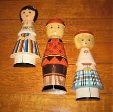 Set of 3 Vintage Salvo Russian USSR Wood Art Doll 218 E Wall Hanging picture