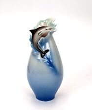 Vintage Franz Porcelain Dolphin Bud Vase - New Old Stock picture