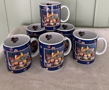 6 Lang and Wise Mugs Cup  1997 Tropical Island Anna Krajewski Blue Fruit Flowers picture
