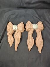 Set of 2, Vintage Home Interior HOMCO INC. Bow Wall Decor 7601 Pale Pink USA picture