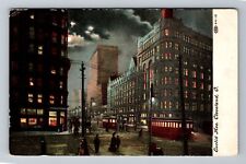 Cleveland OH-Ohio, Euclid Avenue at Night, Antique Vintage Souvenir Postcard picture