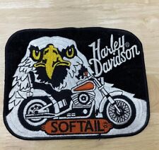 Vintage HARLEY-DAVIDSON Softail Logo Motorcycle Eagle Head Patch 7.5”x5.75” picture
