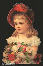 German Embossed Vintage Style Scrap Die Cut Relief - Precious Rose Child  EF7063 picture