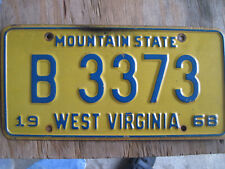 Vintage 1968 WEST VIRGINIA Mountain State License Plate  B3373 picture