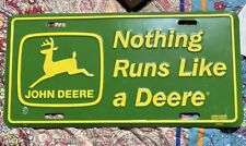 John deere nothing runs like a deere license plate green & yellow steel plate picture
